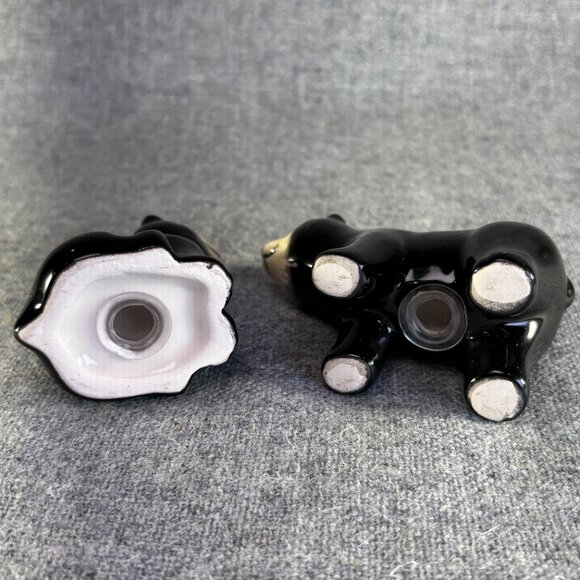 Black Bear Salt and Pepper Shakers Ceramic Hand Painted Cottagecore Style Decor - Picture 5 of 7